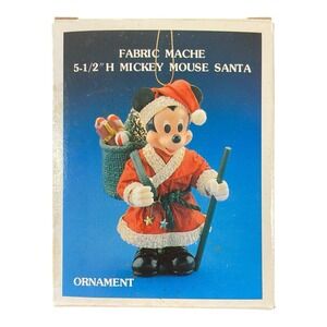 Walt Disney Co Mickey Mouse Santa 5.5" Fabric Mache Kurt Adler Ornament